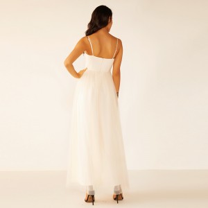 Oem Høj kvalitet Kvinder Lang hvid sommerblonder Fringe Brudepige Brudekjole stof