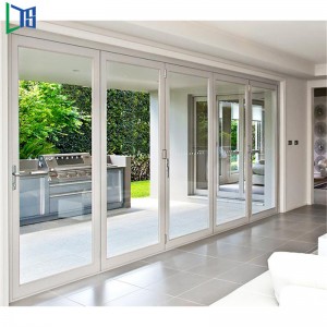 Australske standarder Dobbeltvindue Lowes Bi Fold Dør Accordion Aluminium Glas Patio Udvendige Bifold Døre Bi-fold Dør