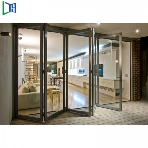 Høj kvalitet Thermal Break dobbeltglas Design Isoleret Accordion Glas Aluminium Rammemappe Bi fold Bifold foldedør