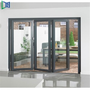 Kina Bedste Kommercielle og Residential Aluminium 4 Panel Udvendige Lydisolerede Bifold Døre
