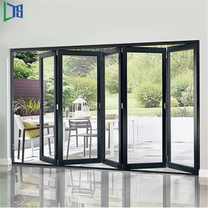 Dobbeltvindue Bi foldedør Akkordeon Aluminiumglas Patio Udvendig Bifold Døre Pulverlakering færdig