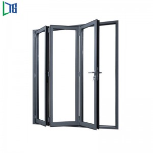 LYS 50 Serise foldedør med dobbeltvindue Mærke Hardware Pulverlakering Trækorn Finished