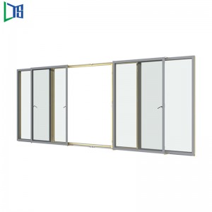 LYS 120 Løfte- og skydedør med dobbeltvindue til luksushus Restpulverbelægning Finfined