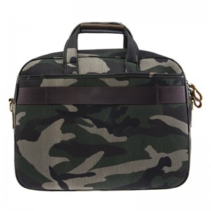 17SG-6639D Populær luksus tilpasset Camouflage lærred med ægte ko lædermappe Kina Engros