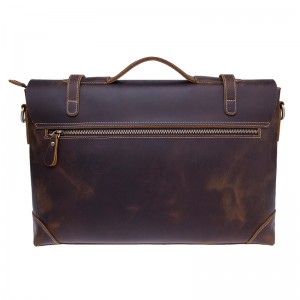 18SG-7296F Ægte ko-læder dokumentmappe forretnings messenger taske