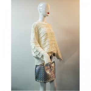 DAMER HVID HEKLET JUMPER RLWS0021F