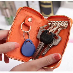 HD0827 - Engros tilpasset bilnøgle PU læder holder med 6 nøglekrog