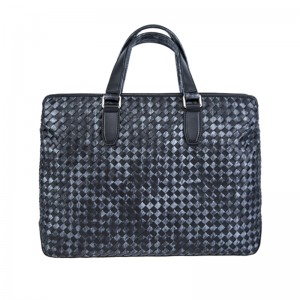 18SG-6816F på begge sider bruger tofarvet unikt design vævet mænds dokumentmappe af ægte læder