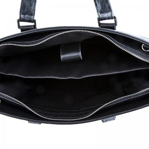 18SG-6816F på begge sider bruger tofarvet unikt design vævet mænds dokumentmappe af ægte læder