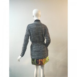 GRAY BAND CARDIGAN SWEATER RLWS0031F