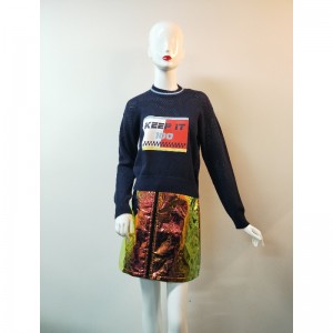 DARK-BLÅ PRINT SWEATER RLWS0041F