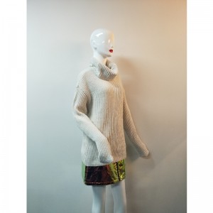 WHITE HIGH COLLAR LONG-SLEEVE SWEATER RLW0045F