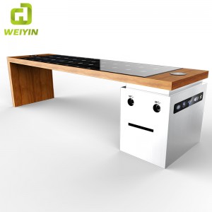 Solenergi Smart Garden Patio Steel Bench med USB og trådløs telefonoplader