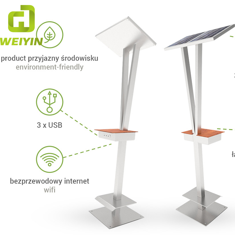 Minimalistisk design Smart solcelledrevet USB-mobiltelefonopladestation til samfund og parker