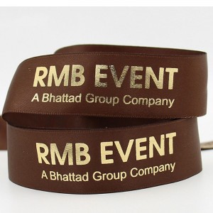 tilpasset farverigt logo udskrivning præg folie trykt sort satin bånd