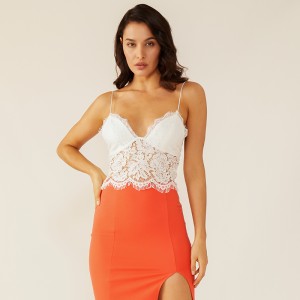 Høj kvalitet Deep V Kvinder Damer Casual Sexet Chiffon Ruffle Camisole