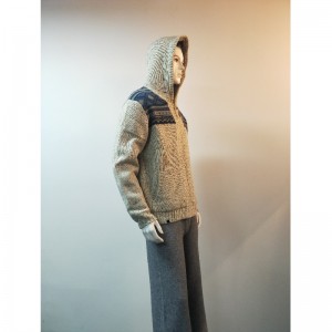 GRÅ PRINT HOODED SWEATER COAT RLMS0077F