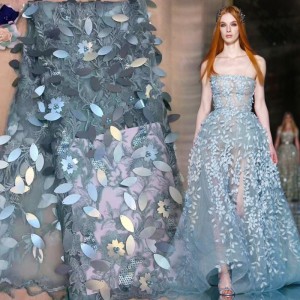 Billig paljette og beaded stof til Asien tøj brudekjole stof