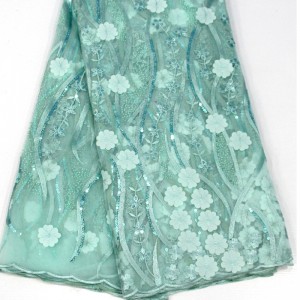 Blomstermønster 3d med paljetter Høj kvalitet afrikansk fransk blonder stof til bryllupsfest broderi netto blonder stof