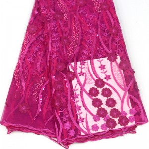 Blomstermønster 3d med paljetter Høj kvalitet afrikansk fransk blonder stof til bryllupsfest broderi netto blonder stof