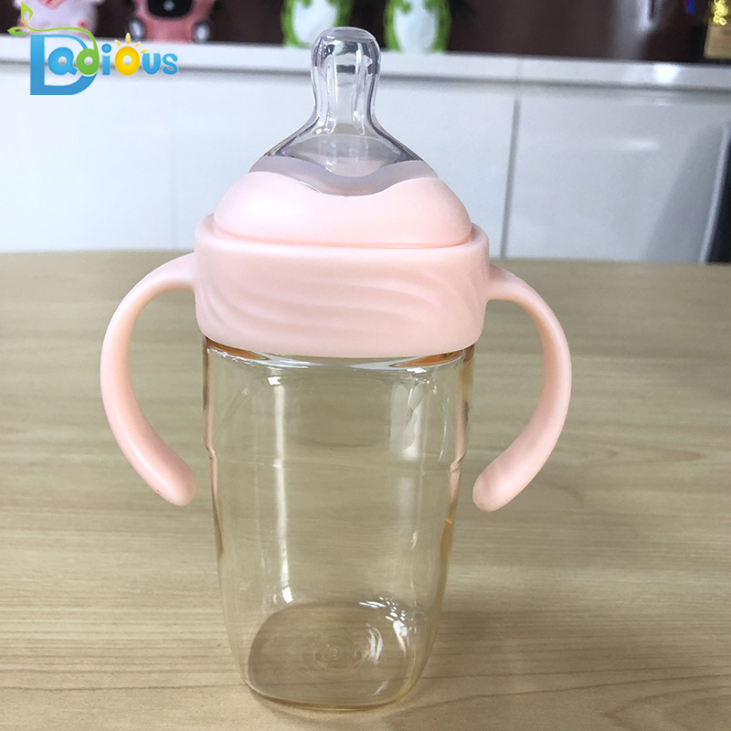 Nyfødt BPA Free PPSU fodringsflaske 240ML Babyflaske Brugerdefineret logo Baby mælkeflaske med håndtag