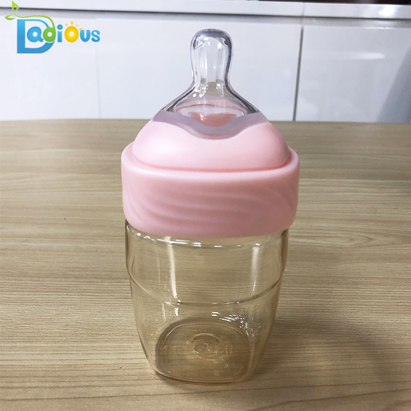 OEM-service Bred hals Baby-fodringsflaske Holdbar PPSU Babyflaske Silikone-brystvorte-fodringsflaske til babyer