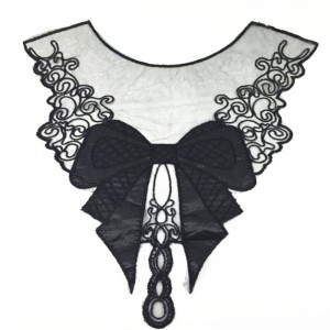 100% polyester sort stor blomst halskæde blonder krave stof Trim DIY broderi blonder stof halskant applikation syning håndværk