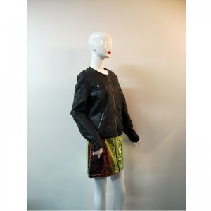 SORT COLLARLESS PU JAKKE RLWPJ0015N