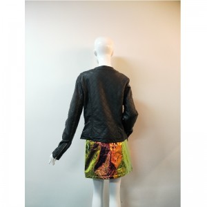 SORT COLLARLESS PU JAKKE RLWPJ0015N