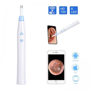 Trådløst øre Otoscop Ear Wax Remover Tool med 6 LED-lamper til iPhone, iPad, Android-enheder