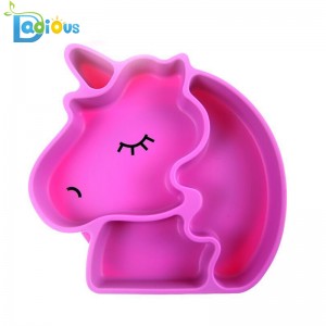 FDA Silicone Grip Opvaskemaskine Opdelt Toddler Plade BPA Fri Silikone Baby Tallerken