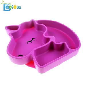 FDA Silicone Grip Opvaskemaskine Opdelt Toddler Plade BPA Fri Silikone Baby Tallerken