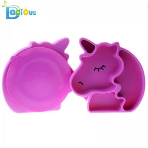 FDA Silicone Grip Opvaskemaskine Opdelt Toddler Plade BPA Fri Silikone Baby Tallerken