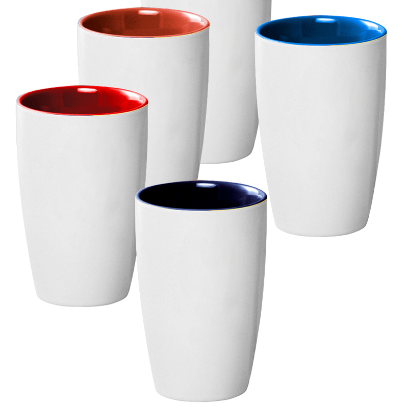 Wholesale color glazed ceramic mugs handless coffee mugs with good quality