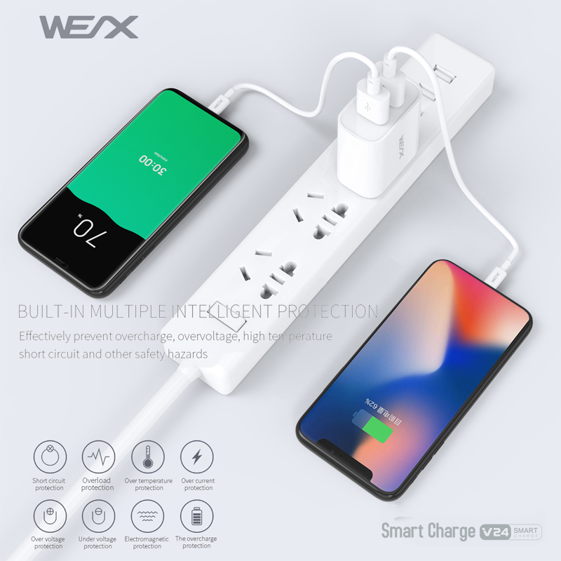 WEX V24 vægoplader, USB -oplader, hurtig oplader, dobbeltoplader
