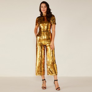 Kvinde Sexet Sparkle Glitter Reflective Jumpsuit Seneste design