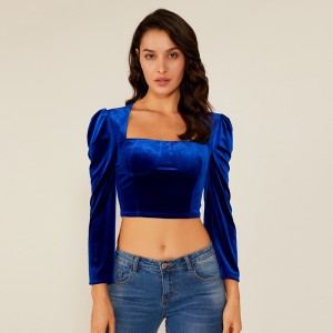 Kvinder Sommerfest Klub Mode Design Dame Engros Suede Oem Top Bluse