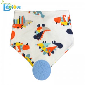 Blødabsorberende organisk bomuldspidebånd Bandana Muslin Teether Bib Unisex Bandana Drool Bibs med teether