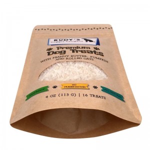 Laminerende lynlås kraftpapir stand up poser med vindue til hunde godbidder