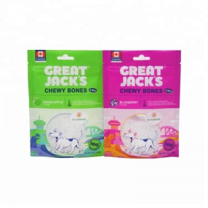 OEM farveudskrivningsboks posen plast lynlås top hund snacks emballage