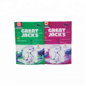 OEM farveudskrivningsboks posen plast lynlås top hund snacks emballage
