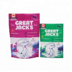 OEM farveudskrivningsboks posen plast lynlås top hund snacks emballage