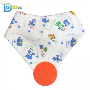 Amazon Bedst sælgende bomuldsbib med teether Boy Teether Bib Bandana tandbånd til piger
