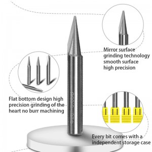 Graveringsbits, 2 fløjter lige CNC V-bit 1/4 tommer skaftmærkning konisk graverings router værktøj til stål aluminium messing MDF træ