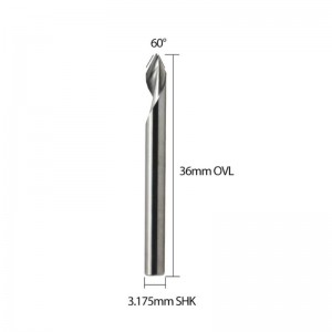 Spiral 60 grader V rillegraveringsværktøj fladbund CNC routerbits 1/8 tommer skaft til aluminium MDF hårdt træ kobber 5 stk