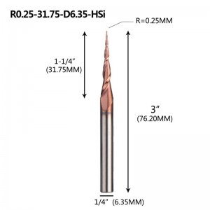 Tapered Ball Nose End Mill 1/4 \