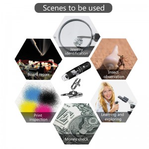 Trådløst digitalt mikroskop 50X til 1000X, 8 LED-forstørrelse Endoskopkamera med bæretaske og metalstativ, kompatibel til Android Windows 7 8 10 Linux Mac