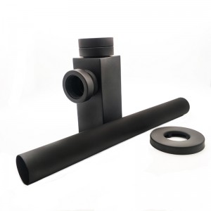 Firkantet messing sort mat sifon til vask