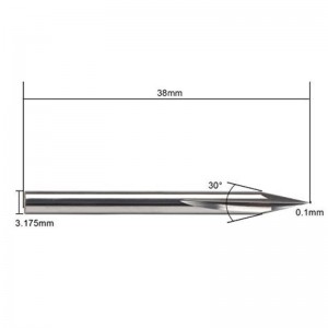 Metalgraveringsbit, EnPoint 30-graders V-bit hårdt hårdt spids kegleform CNC-graveringsbit med 2-fløjts Striaght-riller 1/8 \