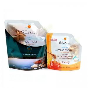 Aluminiumsfolie Dødehavet Mud Ansigtsmaske Tudpose Mylar Stand Up Tud Pouch Bag til flydende kosmetisk ansigtsmaske ansigtscreme